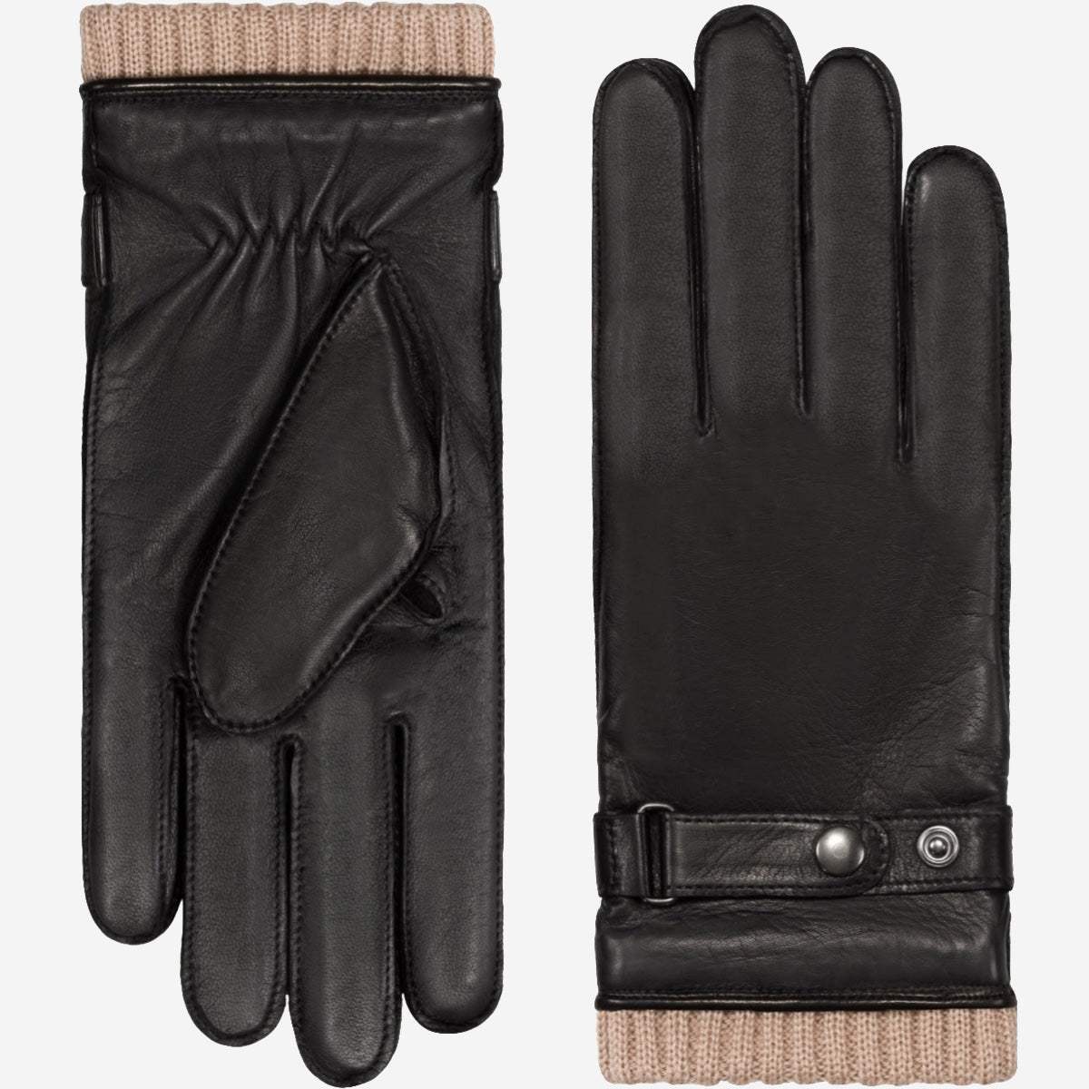 Alonzo (black) - Italian lambskin leather gloves with cashmere lining & touchscreen feature - Leather Gloves Online - Flyclothing LLC