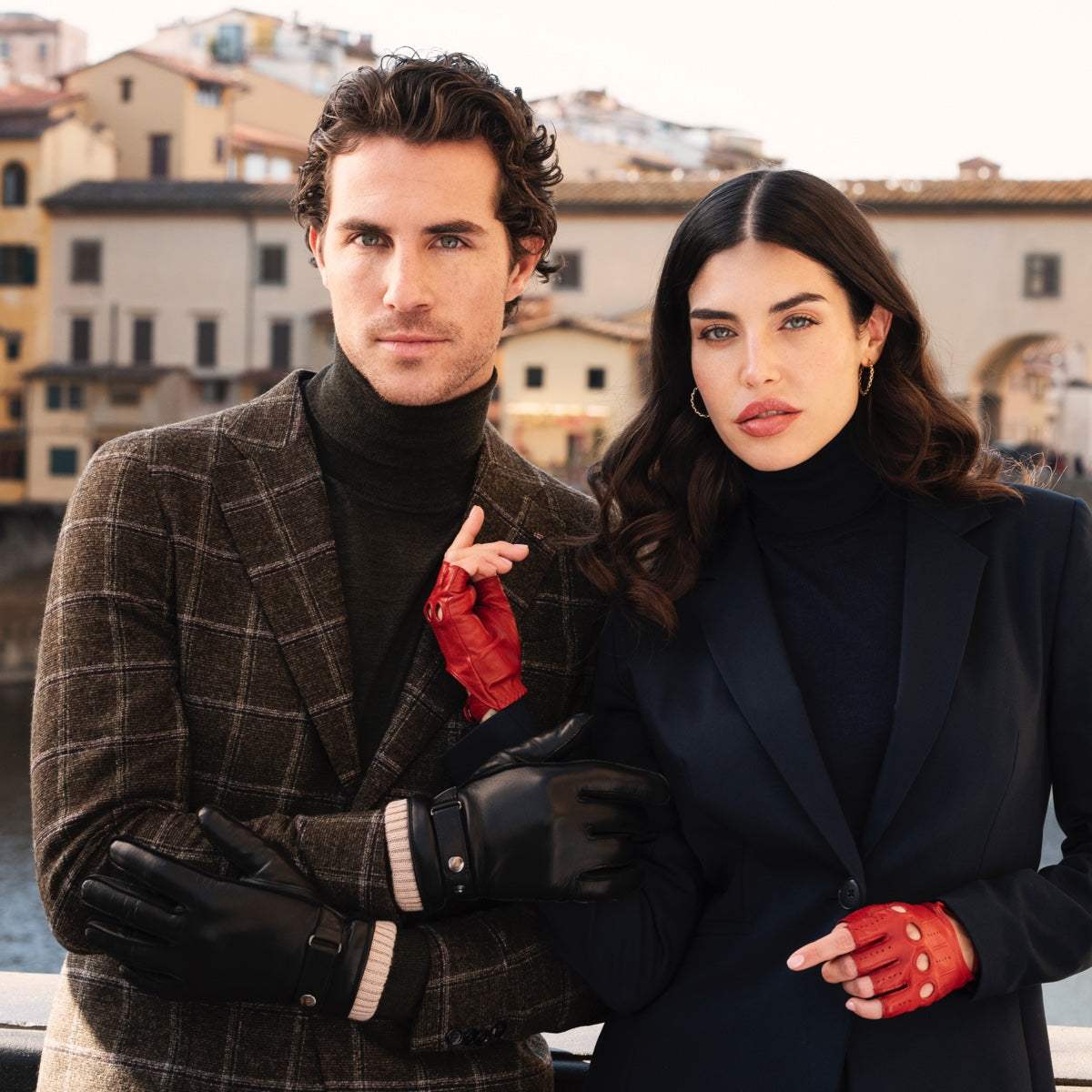 Alonzo (black) - Italian lambskin leather gloves with cashmere lining & touchscreen feature - Leather Gloves Online - Flyclothing LLC