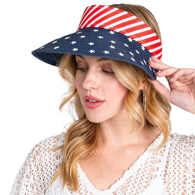 American Flag Roll Up Visor With Adjustable Elastic Band - Madeline Love - Flyclothing LLC