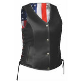 American Woman - Ladies USA Flag Liner Vest - Unik Just for Bikers - Flyclothing LLC