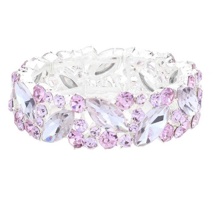 Crystal Glass Marquise Evening Stretch Bracelet - Madeline Love - Flyclothing LLC