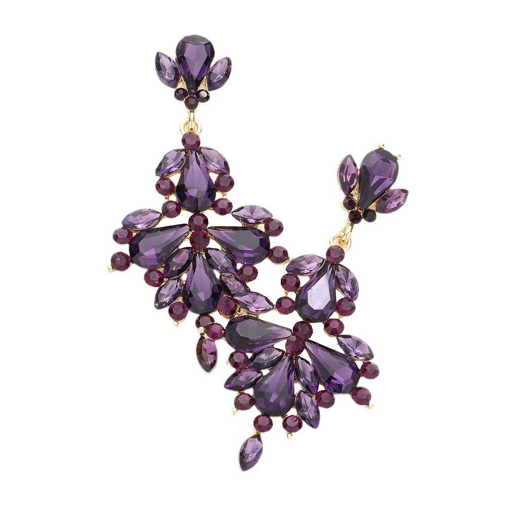 Glass Crystal Statement Evening Earrings - Madeline Love - Flyclothing LLC