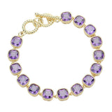 14K Gold Plated Square CZ Stone Link Evening Toggle Bracelet - Madeline Love - Flyclothing LLC