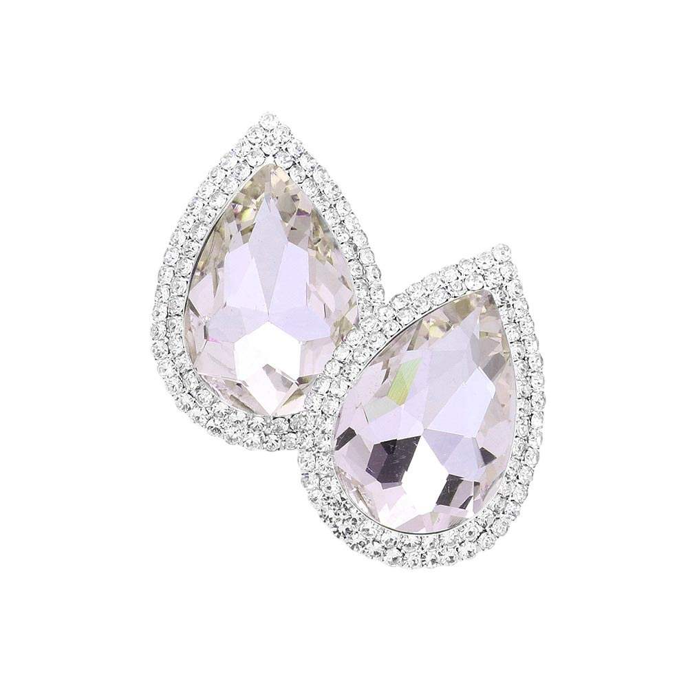 Teardrop Stone Accented Evening Earrings - Madeline Love - Flyclothing LLC