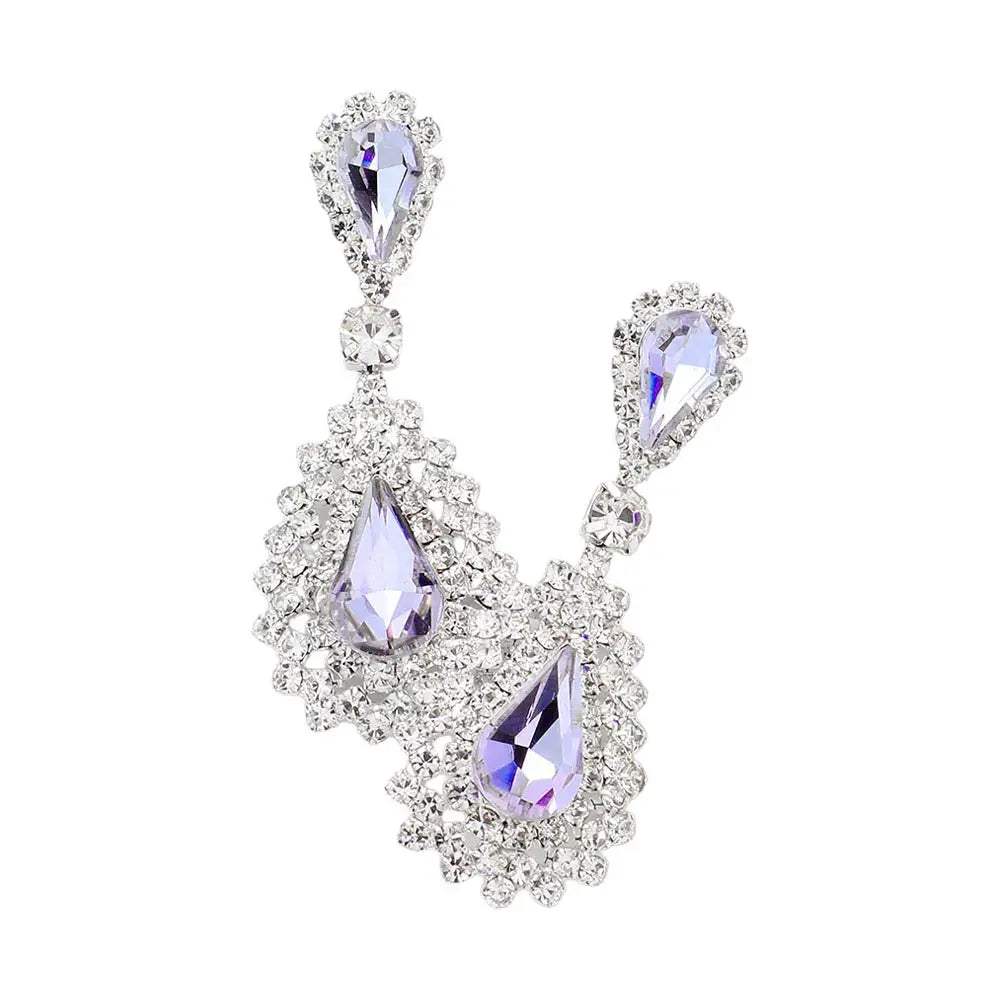 Teardrop Stone Dangle Evening Earrings - Madeline Love - Flyclothing LLC