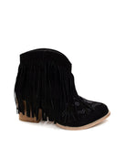 Amos Fringe Ankle Bootie in Black Suede - Naughty Monkey