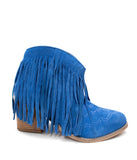 Amos Fringe Ankle Bootie in Blue Suede - Naughty Monkey