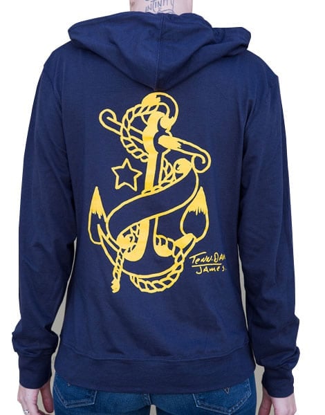 Black Market Art Company Anchor Women's Light Weight Zip Hoodie