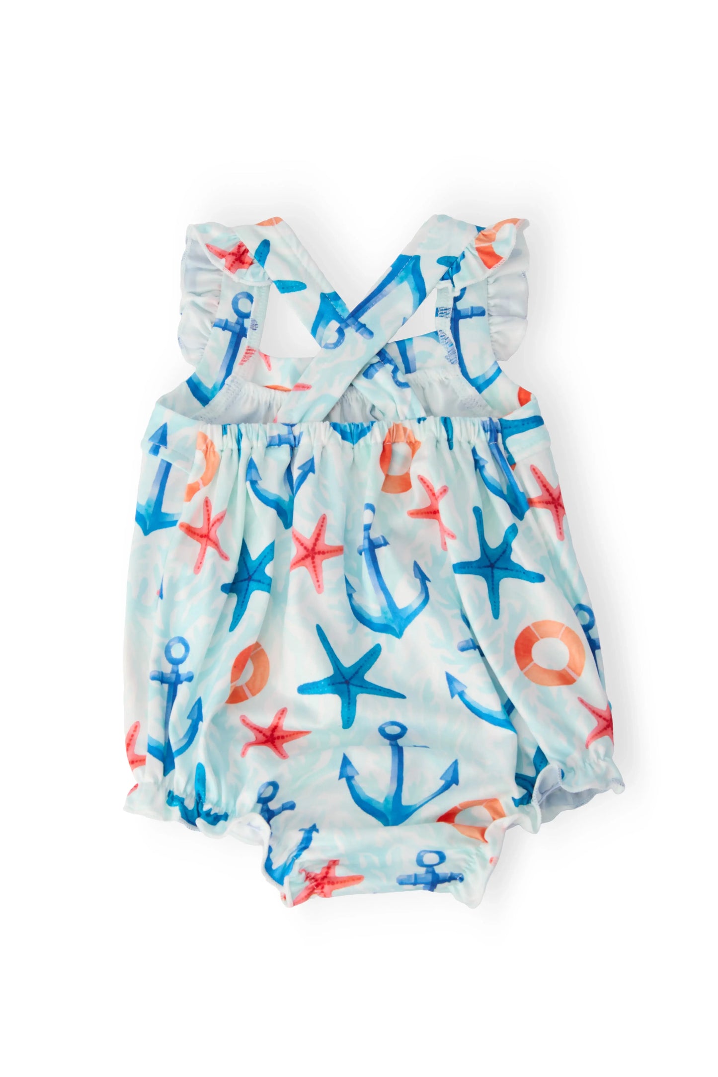 Anchors Away Ruffle Cross Back Romper - Mila & Rose ® - Flyclothing LLC