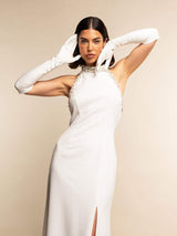 Angelina (white) - Italian silk lined 12-button length leather bridal / opera gloves - Leather Gloves Online - Flyclothing LLC