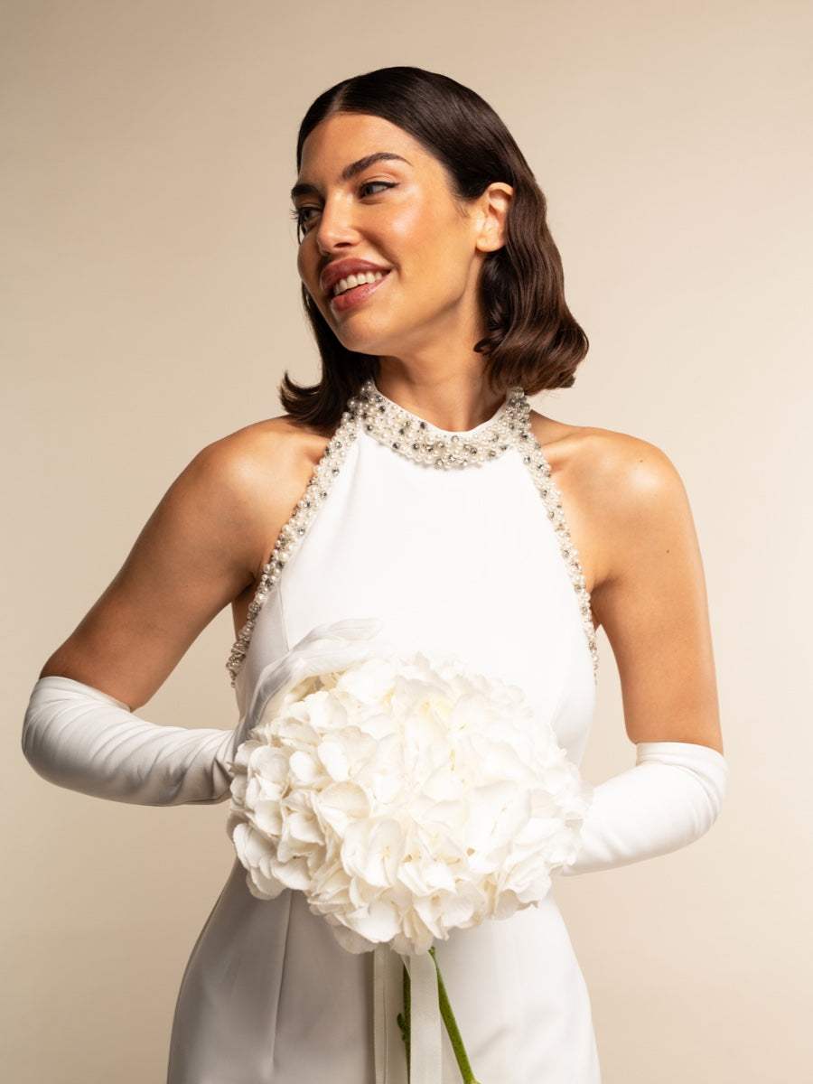 Angelina (white) - Italian silk lined 12-button length leather bridal / opera gloves - Leather Gloves Online - Flyclothing LLC