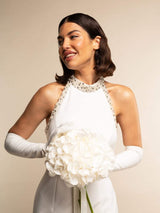 Angelina (white) - Italian silk lined 12-button length leather bridal / opera gloves - Leather Gloves Online - Flyclothing LLC