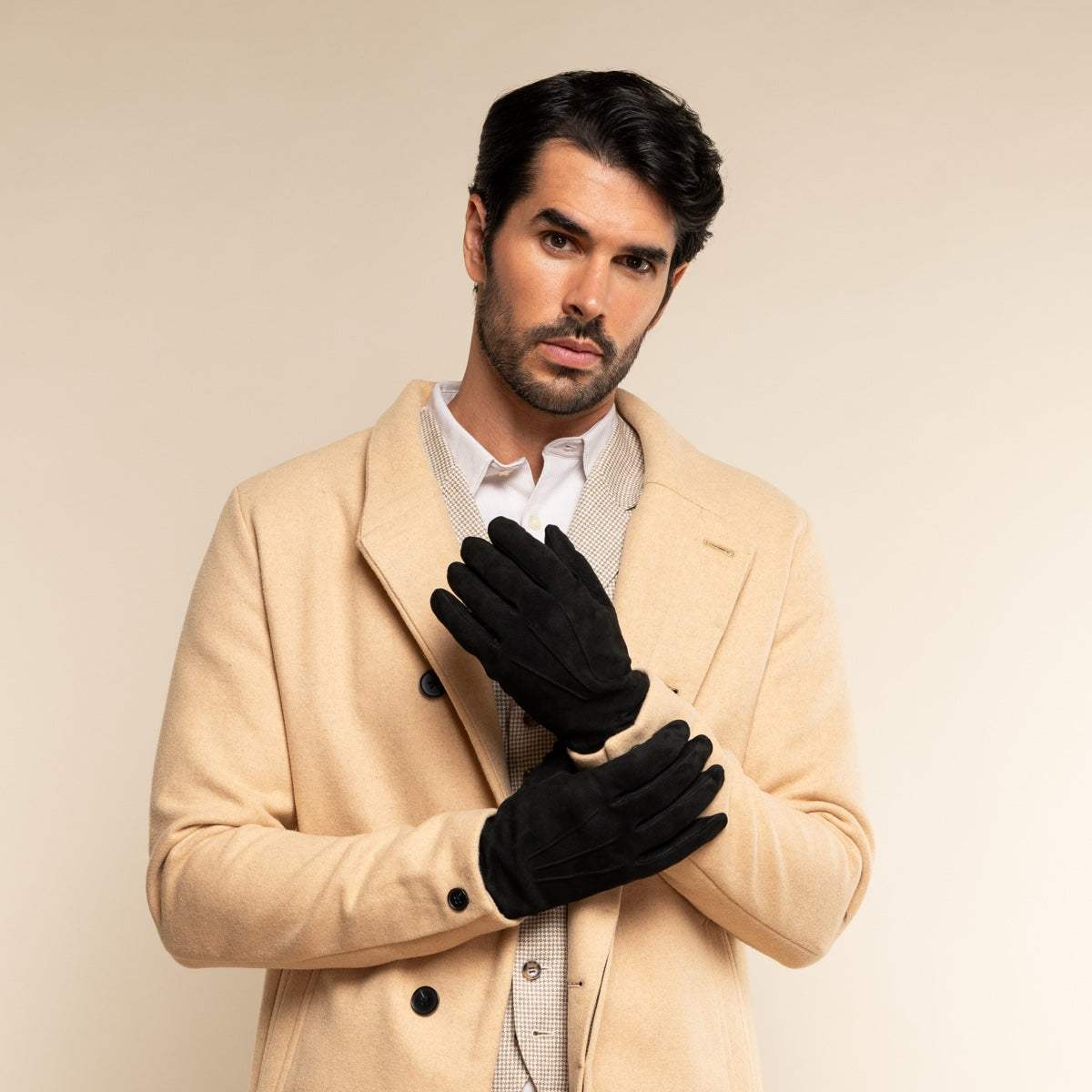 Angelo (black) – Italian suede leather gloves with luxurious cashmere lining