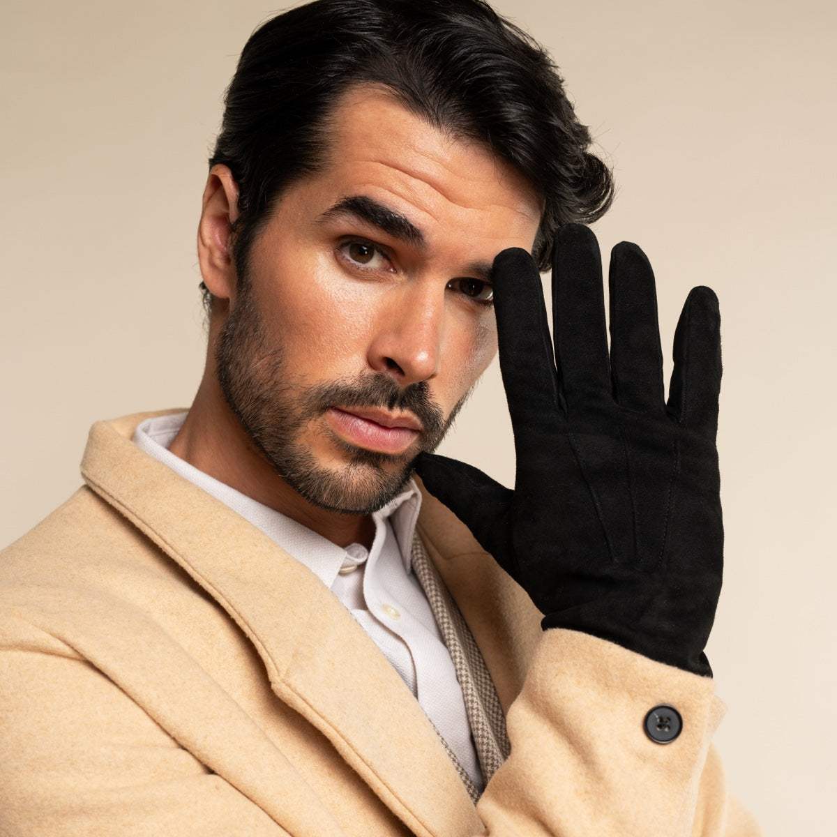 Angelo (black) – Italian suede leather gloves with luxurious cashmere lining