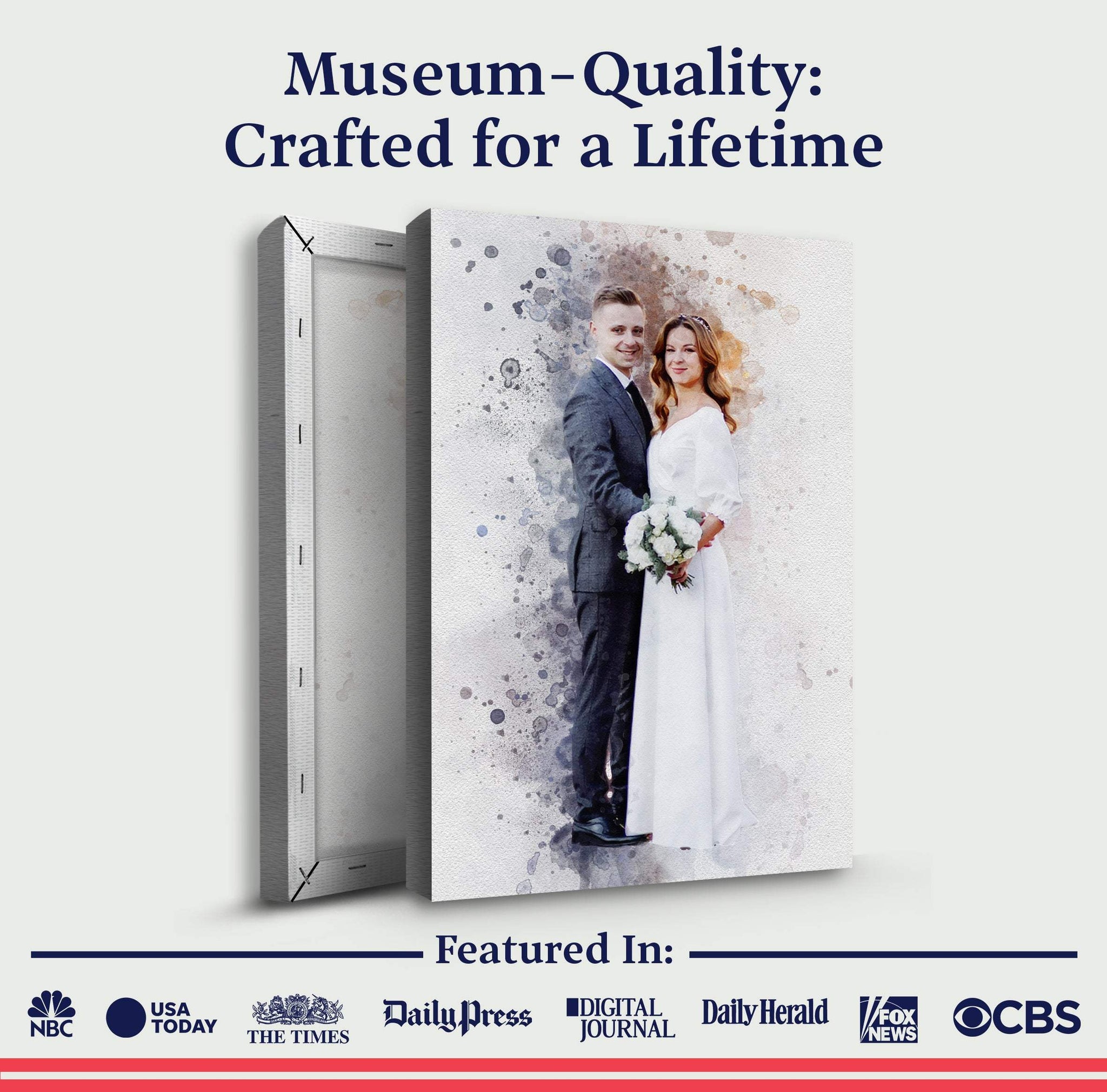 Custom Anniversary Watercolor Portrait - Tailored Canvases - Flyclothing LLC