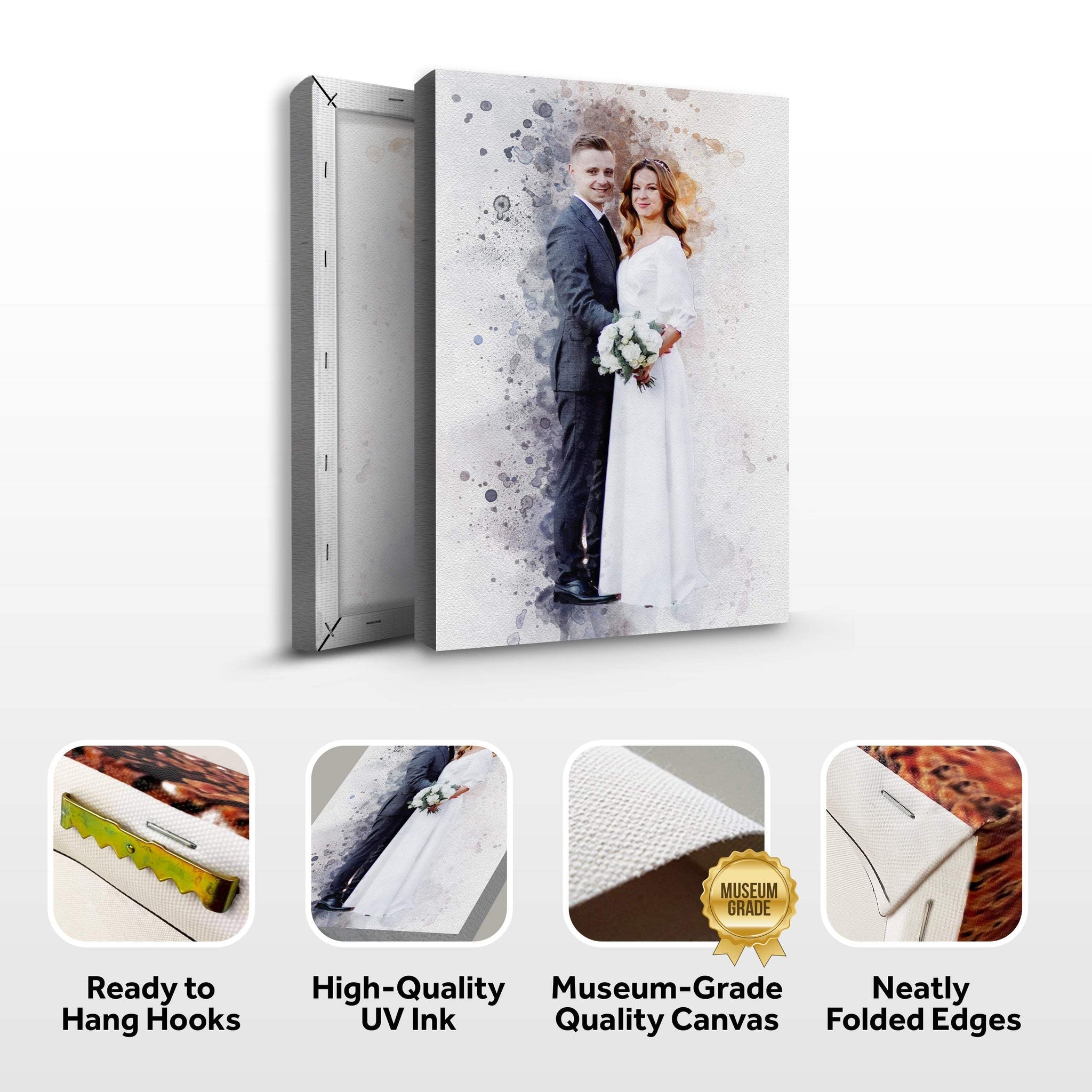 Custom Anniversary Watercolor Portrait - Tailored Canvases - Flyclothing LLC
