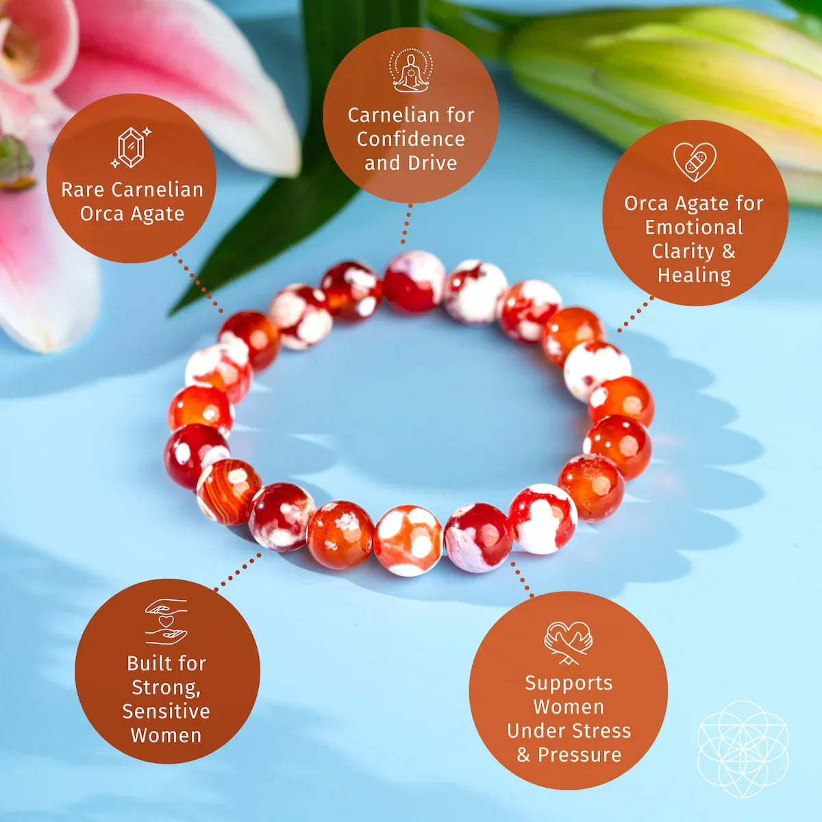 Feminine Force – Carnelian Orca Agate Bracelet - Conscious Items - Flyclothing LLC