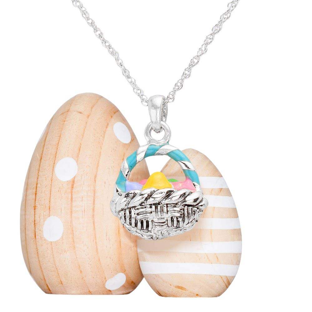 Enamel Easter Egg Basket Pendant Necklace - Madeline Love - Flyclothing LLC