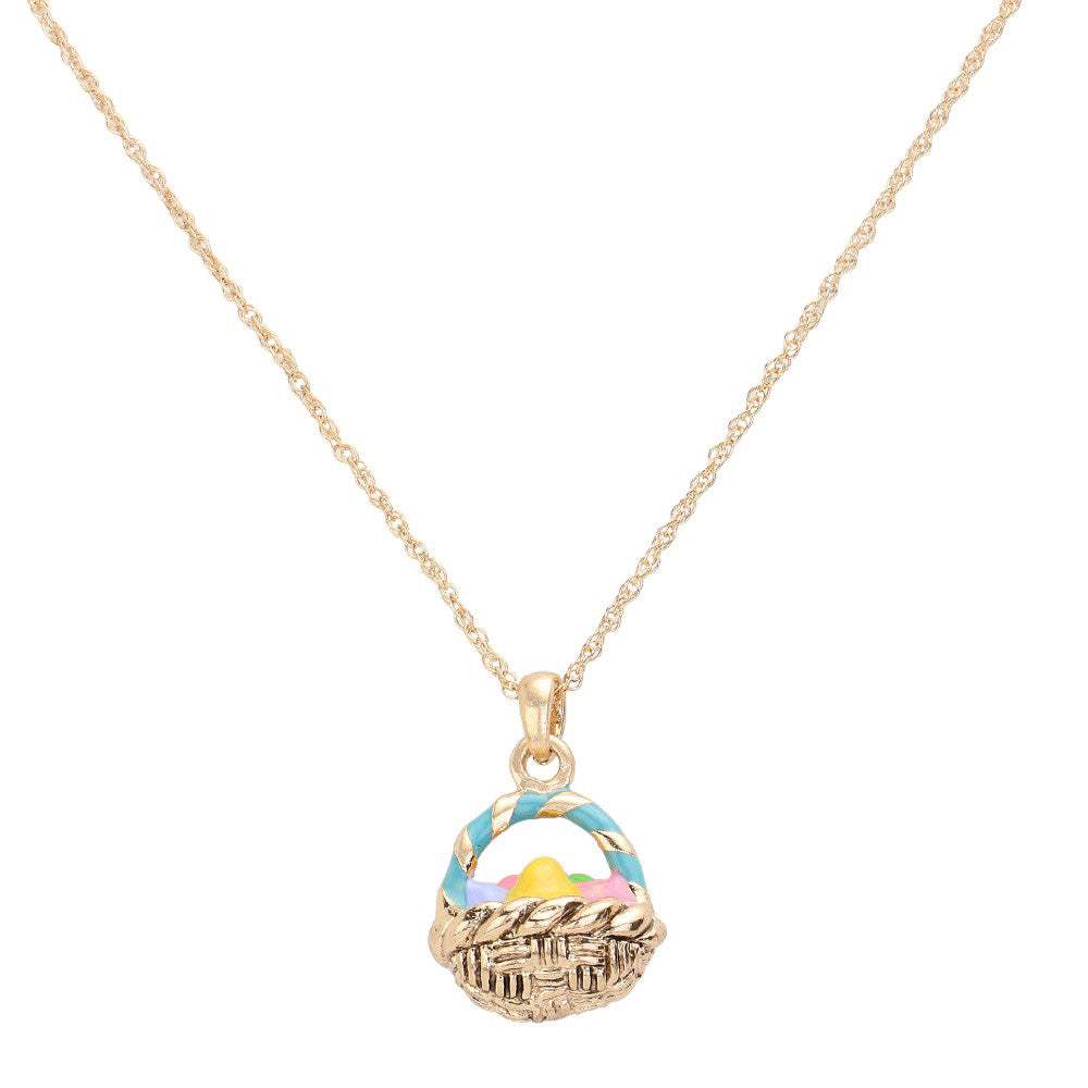 Enamel Easter Egg Basket Pendant Necklace - Madeline Love - Flyclothing LLC