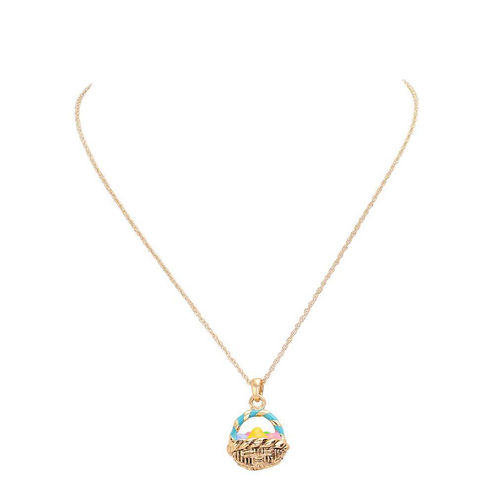 Enamel Easter Egg Basket Pendant Necklace - Madeline Love - Flyclothing LLC