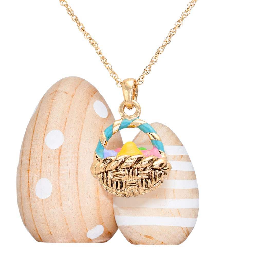 Enamel Easter Egg Basket Pendant Necklace - Madeline Love - Flyclothing LLC