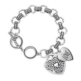 Antique Metal Heart Charm Toggle Bracelet - Madeline Love - Flyclothing LLC