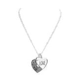 LOVE Antique Metal Heart Pendant Necklace - Madeline Love - Flyclothing LLC