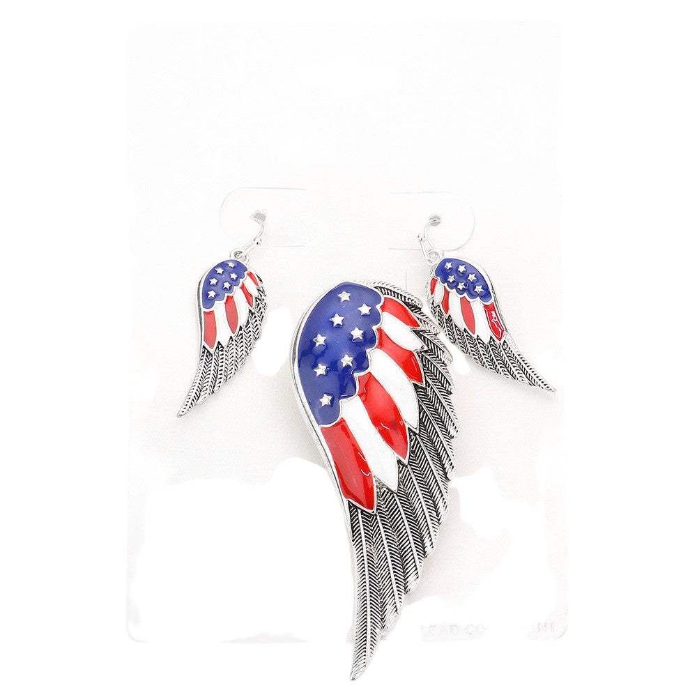 American USA Flag Wing Pendant Set - Madeline Love - Flyclothing LLC