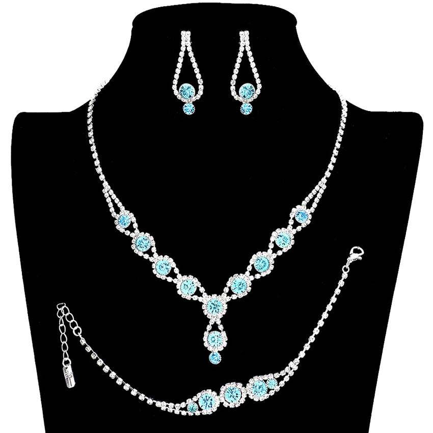 3PCS Rhinestone Bubble Necklace Jewelry Set - Madeline Love - Flyclothing LLC