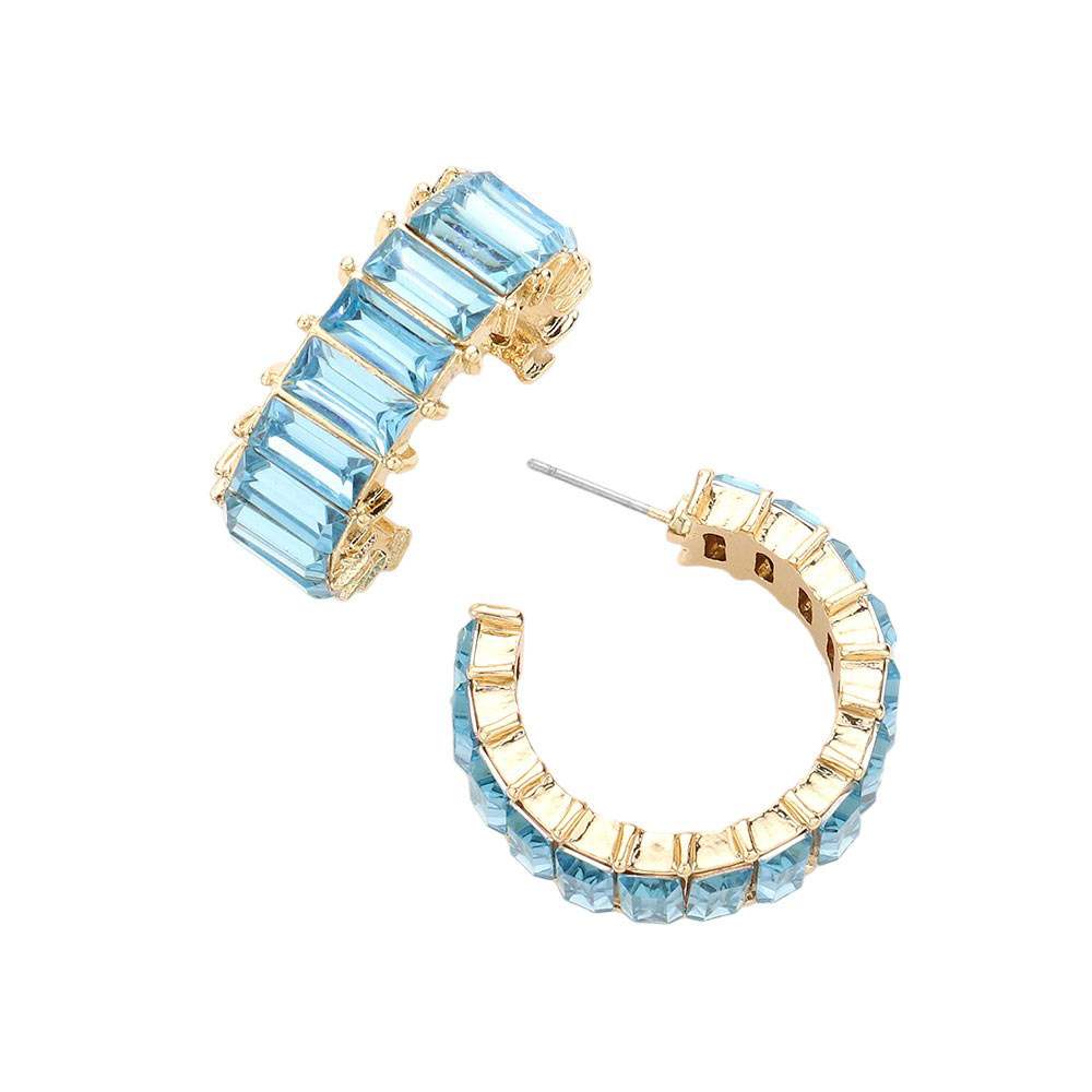 Baguette Stone Cluster Hoop Evening Earrings - Madeline Love - Flyclothing LLC