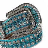 Aqua Blue Turquoise Strap With Diamond White & Aqua Blue Studded Rhinestone Belt - Rhinestone Belt Store - Flyclothing LLC