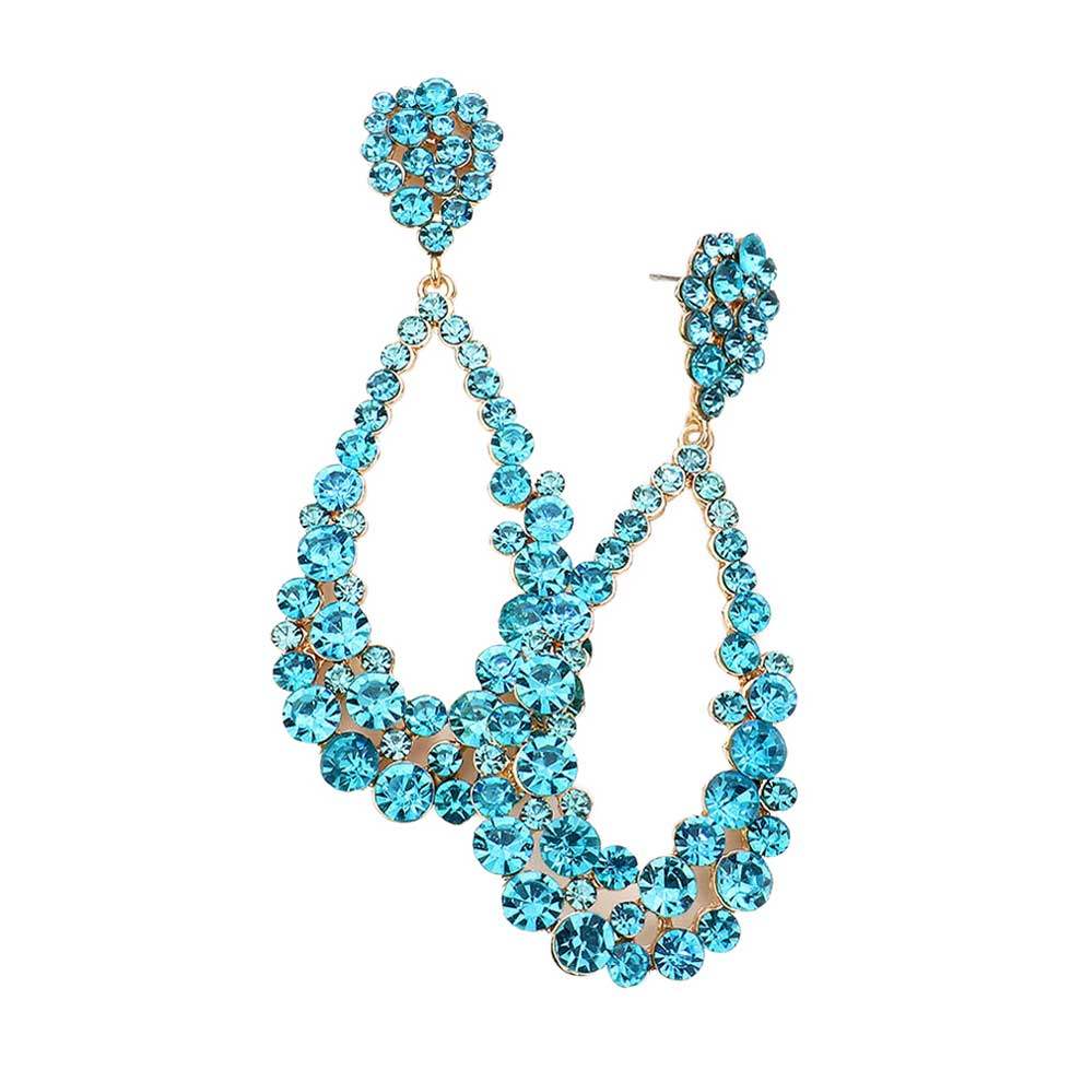 Crystal Bubble Cluster Teardrop Evening Earrings - Madeline Love - Flyclothing LLC