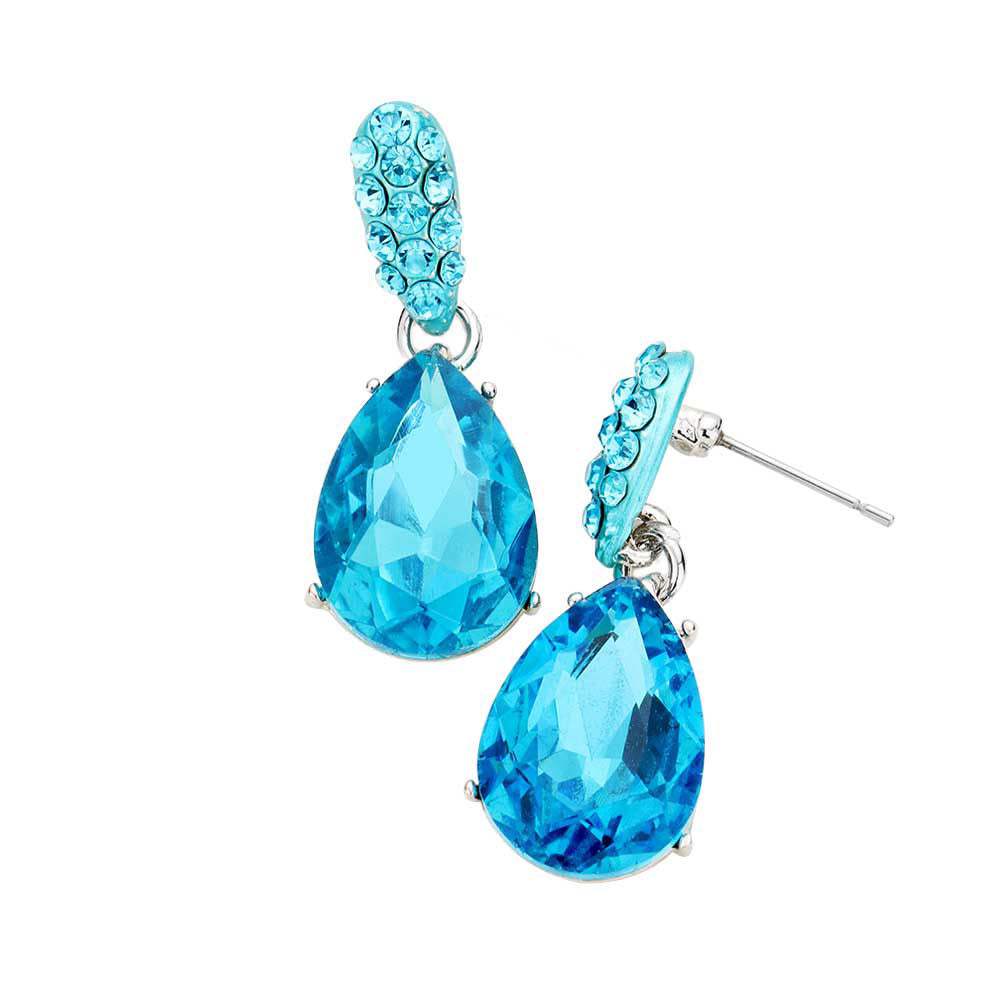 Crystal Teardrop Rhinestone Pave Evening Earrings - Madeline Love - Flyclothing LLC