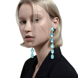 Emerald Cut Stone Link Dangle Evening Earrings - Madeline Love - Flyclothing LLC