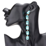 Emerald Cut Stone Link Dangle Evening Earrings - Madeline Love - Flyclothing LLC