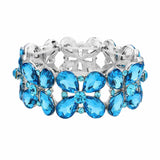 Floral Teardrop Glass Crystal Stretch Evening Bracelet - Madeline Love - Flyclothing LLC