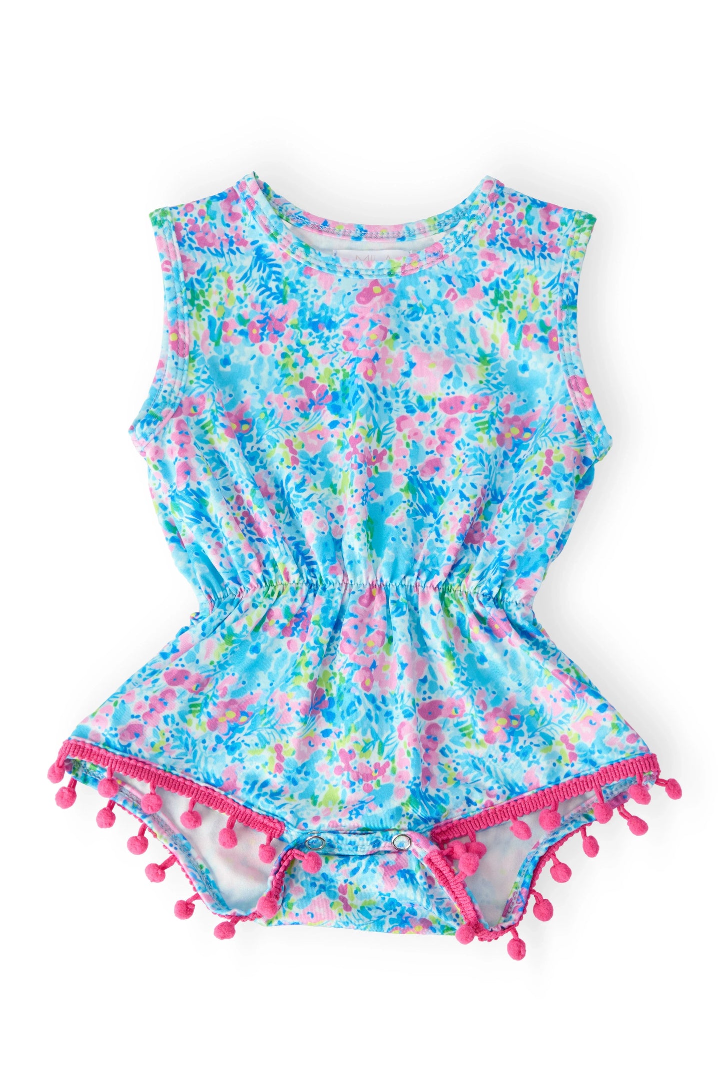 Aqua Garden Pom Pom Romper - Mila & Rose ® - Flyclothing LLC