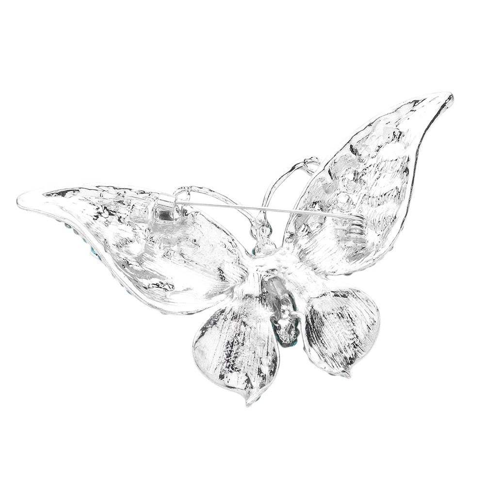 Glass Crystal Butterfly Pin Brooch - Madeline Love - Flyclothing LLC