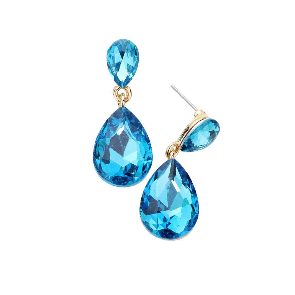 Glass Crystal Teardrop Dangle Earrings - Madeline Love - Flyclothing LLC