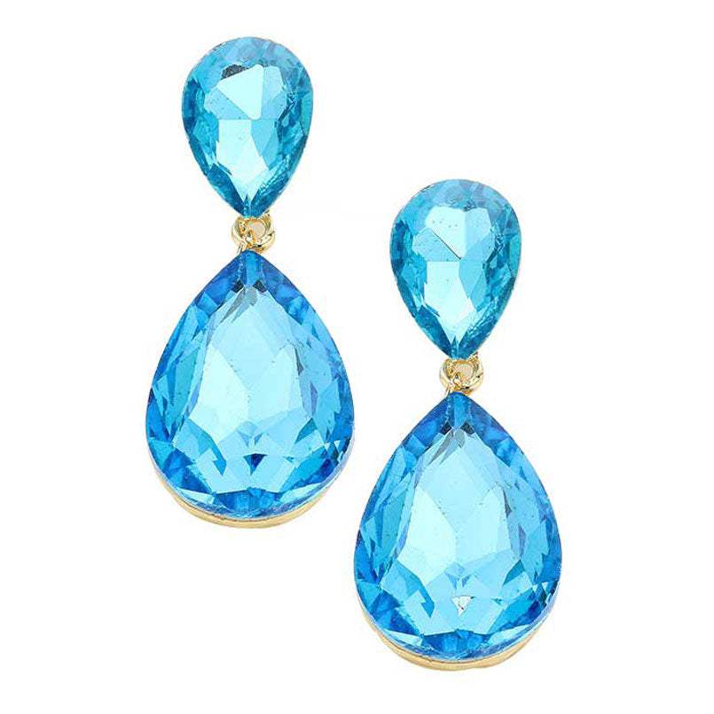 Glass Crystal Teardrop Evening Earrings - Madeline Love - Flyclothing LLC