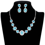 Oval Stone Accented Rhinestone Trimmed Necklace - Madeline Love - Flyclothing LLC