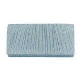 Pleated Shimmery Evening Clutch Crossbody Bag - Madeline Love - Flyclothing LLC