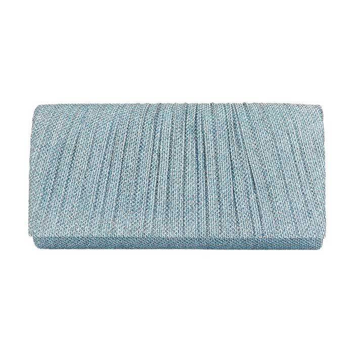 Pleated Shimmery Evening Clutch Crossbody Bag - Madeline Love - Flyclothing LLC