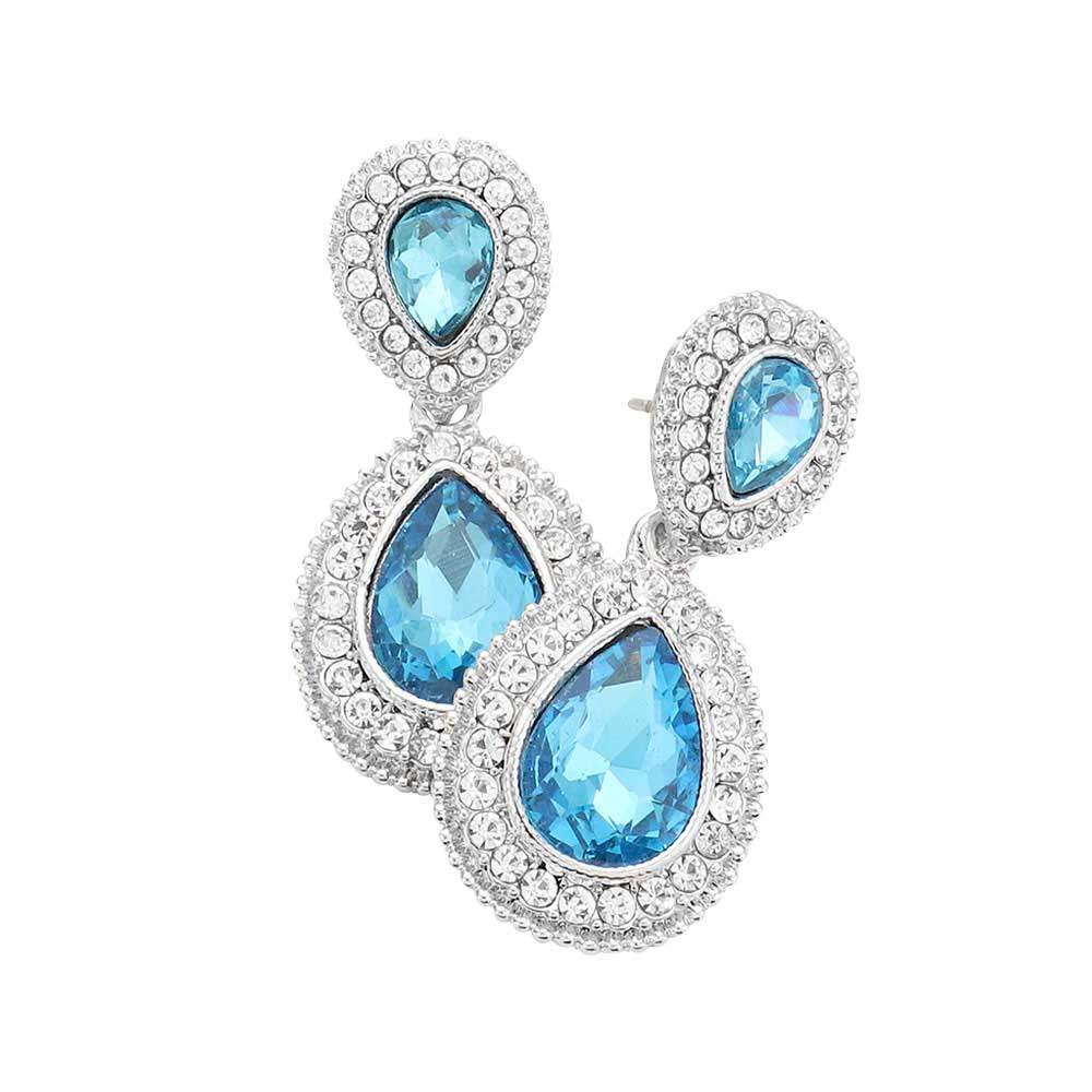 Rhinestone Trim Teardrop Evening Earrings - Madeline Love - Flyclothing LLC
