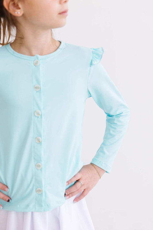 Aqua Ruffle Cardigan - Mila & Rose ® - Flyclothing LLC