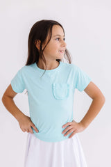 Aqua Ruffle Pocket Tee - Mila & Rose ® - Flyclothing LLC