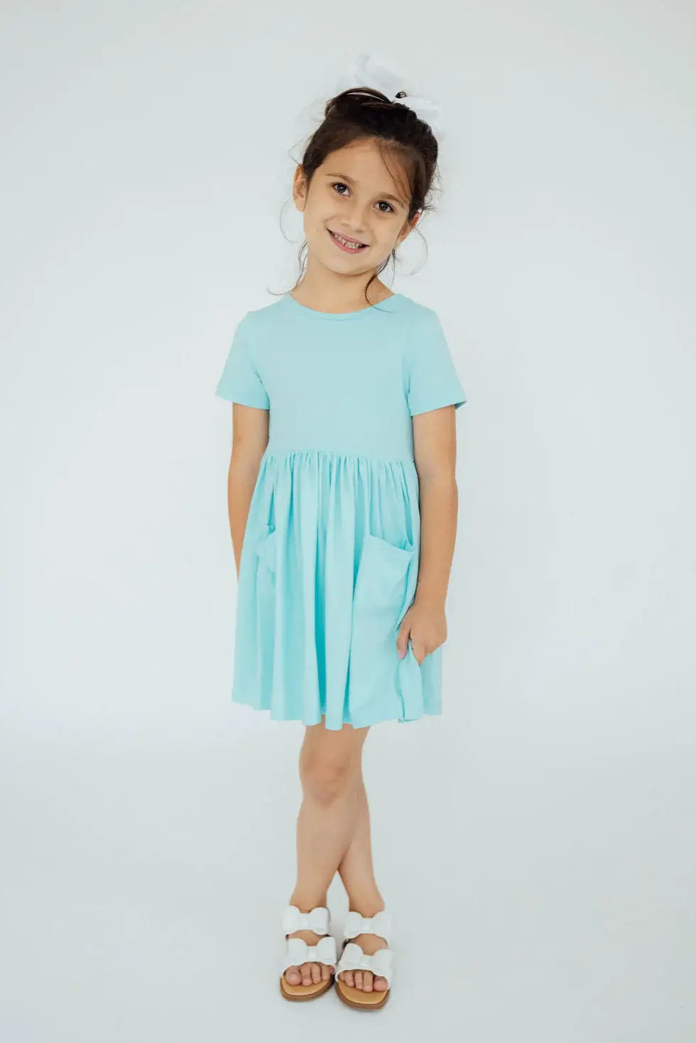 Aqua S/S Pocket Twirl Dress - Mila & Rose ® - Flyclothing LLC