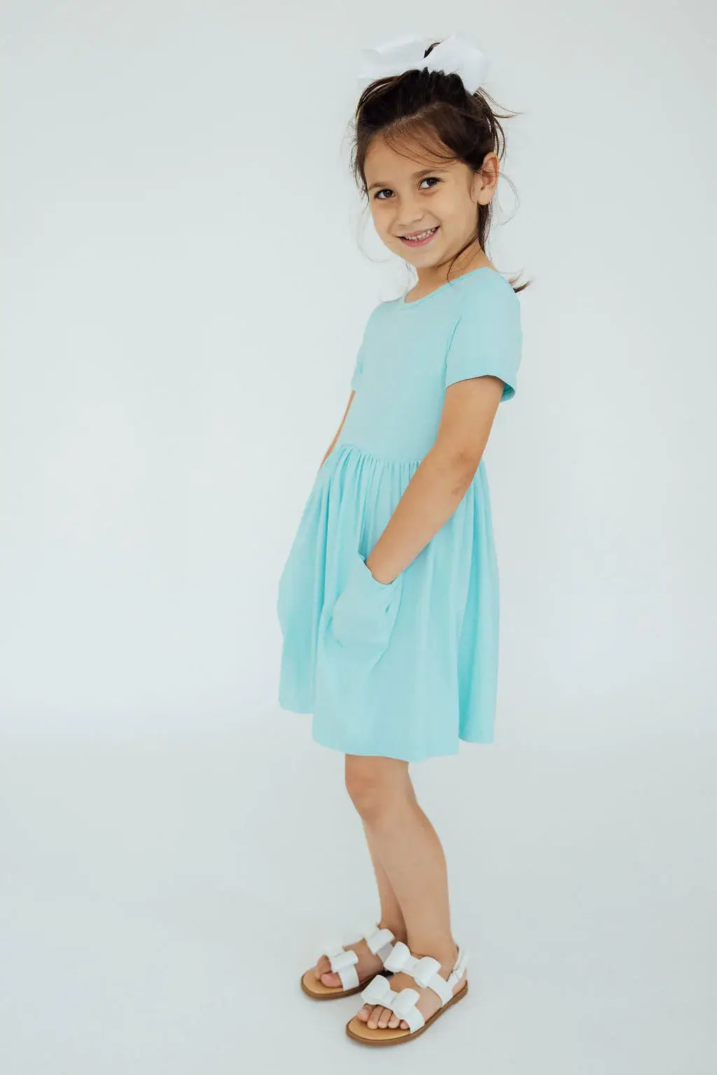 Aqua S/S Pocket Twirl Dress - Mila & Rose ® - Flyclothing LLC