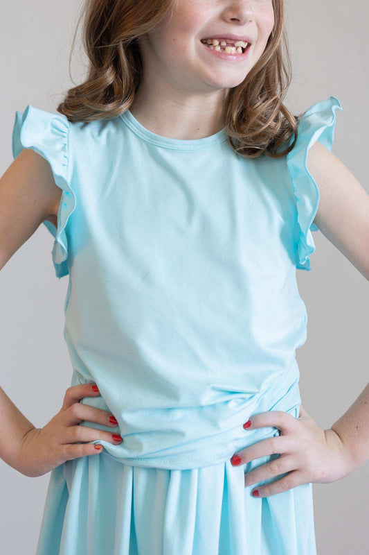 Aqua S/S Ruffle Tee - Mila & Rose ® - Flyclothing LLC