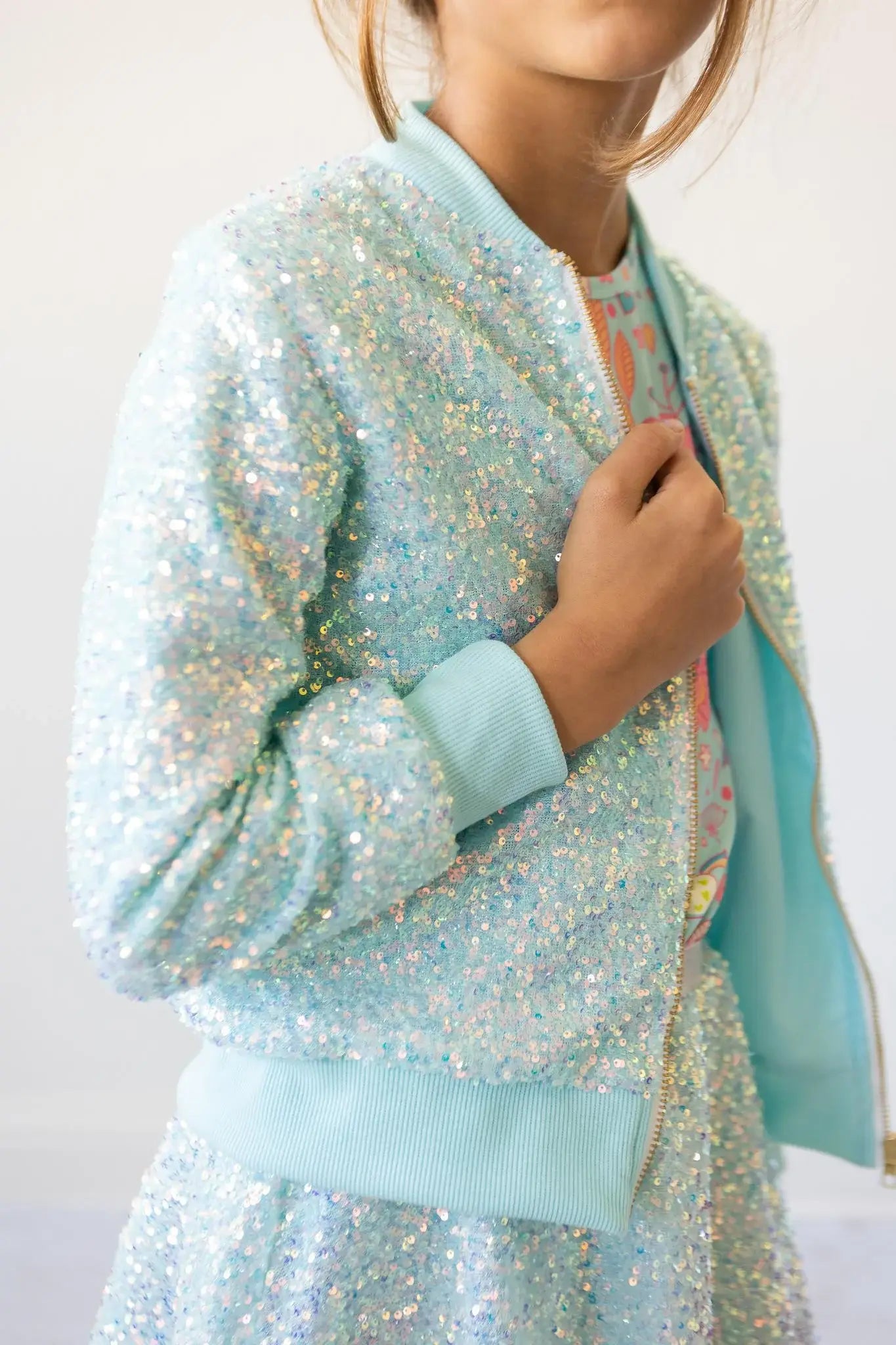 Aqua Sequin Jacket - Mila & Rose ® - Flyclothing LLC